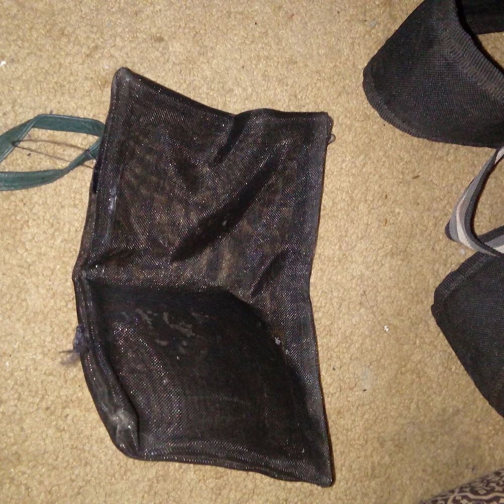 Black net makeup bag